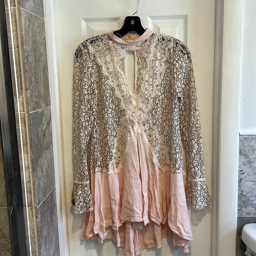 Free people pink lace tunic